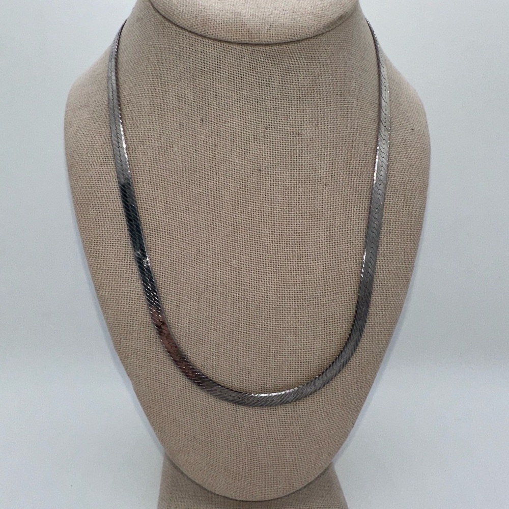 Sterling silver Italy herringbone chain necklace